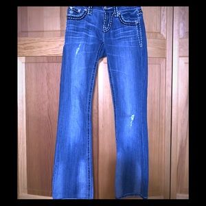 Miss Me Bootcut Light Wash White Stitch Jeans 25